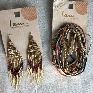 I AM LIMITED EDITION: Earring & bracelet set 3.75” drop w/stretchy bracelet #213